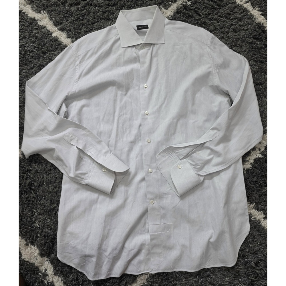 Zegna Gray 100% Cotton Dress Shirt - Size 44/17.5